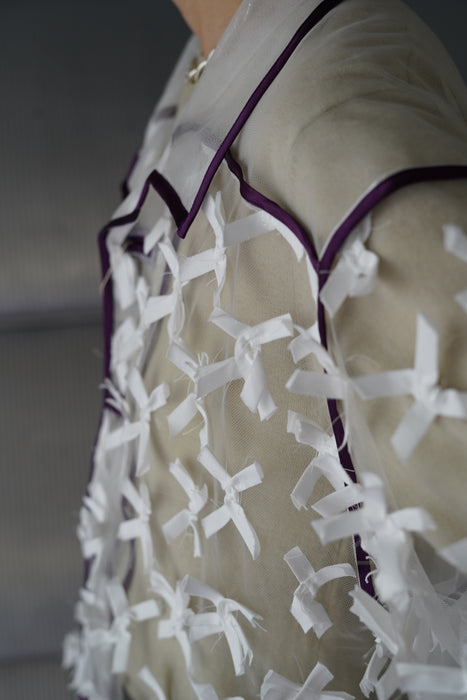 JONNLYNX<br>ribbon tulle shirts<br>white