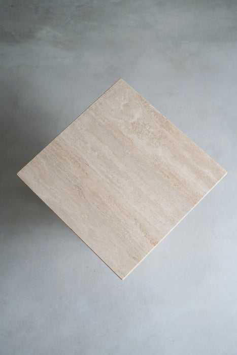VINTAGE TRAVERTINE SIDE TABLE