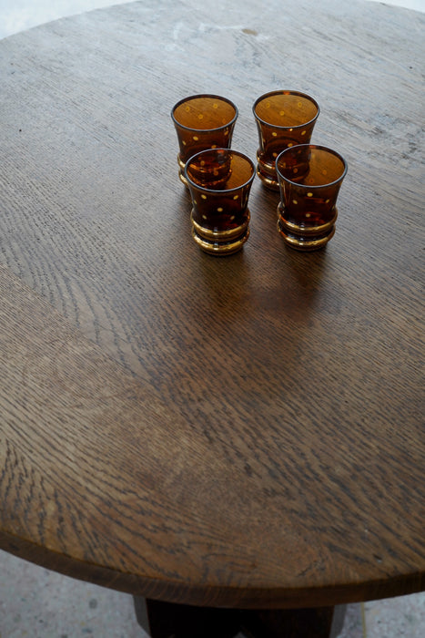 VINTAGE<BR>CZECH BOHEMIAN AMBER SHOT GLASS<BR>SET OF 4