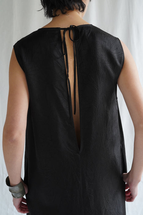 CRISTASEYA<br>ROUND NECK LONG DRESS <br>in BLACK