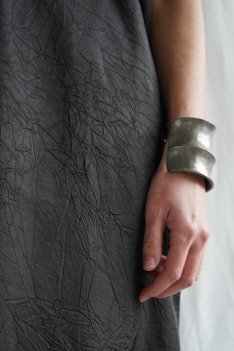 CRISTASEYA<br>ROUND NECK LONG DRESS <br>in BLACK