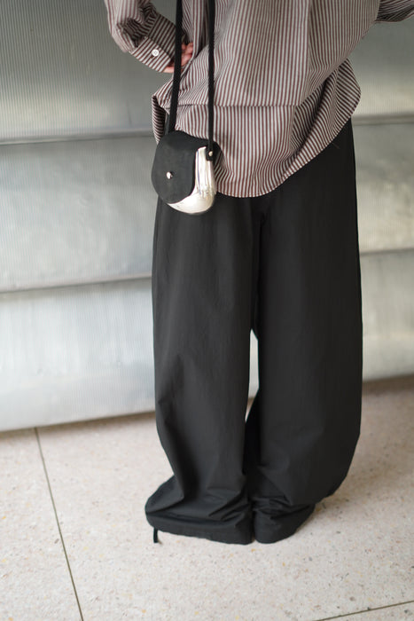 CRISTASEYA<br>MAXI LARGE PANTS WITH DRAWSTRINGS<br>in BLACK