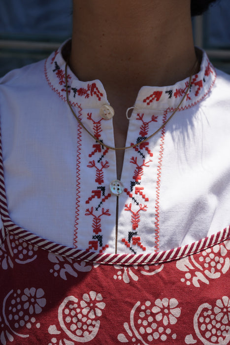 VINTAGE<BR>HAND EMB LONG SHIRT DRESS