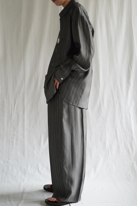 CRISTASEYA<br>MOROCCAN PYJAMA PANTS<br>in GREY WITH WHITE PINSTRIPES