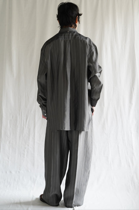 CRISTASEYA<br>MOROCCAN PYJAMA PANTS<br>in GREY WITH WHITE PINSTRIPES