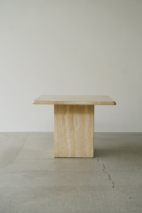 VINTAGE TRAVERTINE SIDE TABLE (B)<BR><BR>SOLD OUT