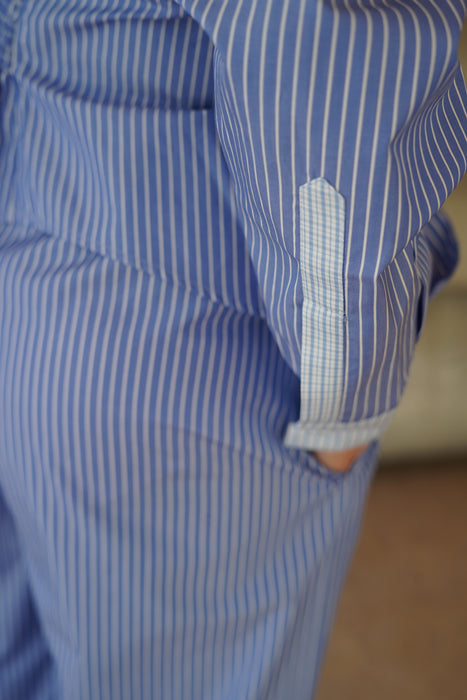 SUPER YAYA<br>TWIST COTTON STRIPES SHIRT<br>in BLUE STRIPES & VICH<br><br>SOLD OUT