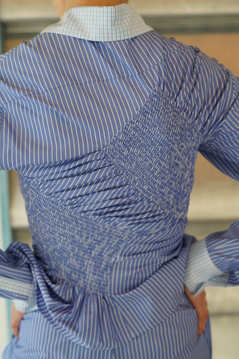 SUPER YAYA<br>TWIST COTTON STRIPES SHIRT<br>in BLUE STRIPES & VICH<br><br>SOLD OUT