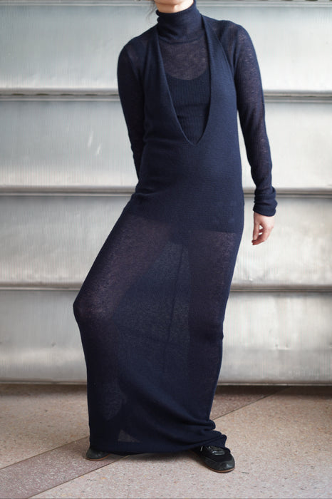 FUMIKA_UCHIDA<br>GAUZE HALTER-NECK LONG DRESS