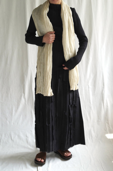 NORLHA<br>FEATHER LIGHT NARROW SCARF <br>in NATURAL YAK WHITE