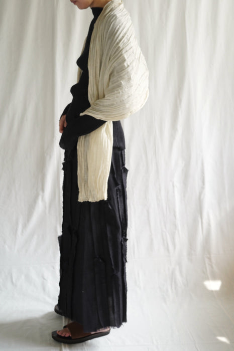 NORLHA<br>FEATHER LIGHT NARROW SCARF <br>in NATURAL YAK WHITE