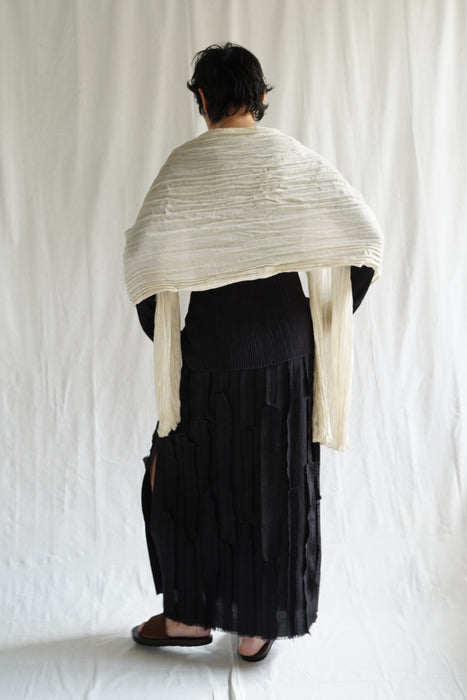 NORLHA<br>FEATHER LIGHT NARROW SCARF <br>in NATURAL YAK WHITE