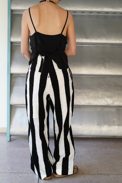 pelleq<br>thick pile stripe trousers<br>BLACK<br><br>SOLD OUT
