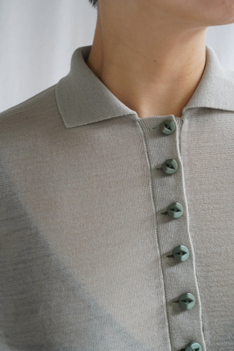 FUMIKA_UCHIDA<br>KNITTED POLO CARDIGAN