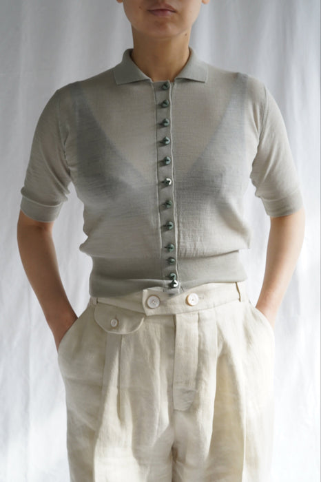 FUMIKA_UCHIDA<br>KNITTED POLO CARDIGAN