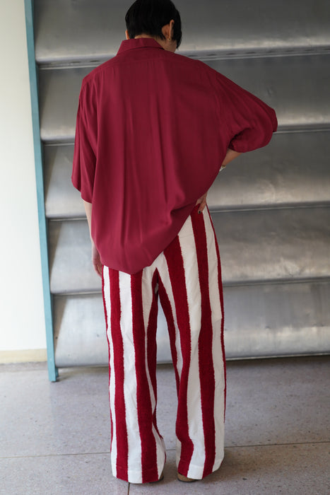 pelleq<br>thick pile stripe trousers<br>RED<br><br>SOLD OUT