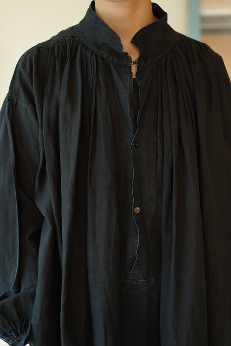 ANTIQUE<BR>FRENCH BIAUDE INDIGO SMOCK
