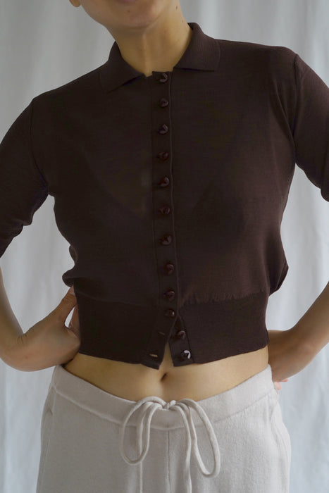 FUMIKA_UCHIDA<br>KNITTED POLO CARDIGAN