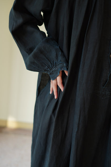 ANTIQUE<BR>FRENCH BIAUDE INDIGO SMOCK