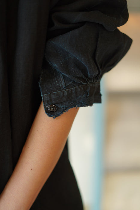 ANTIQUE<BR>FRENCH BIAUDE INDIGO SMOCK