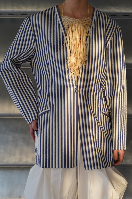 VINTAGE GEOFFREY BEENE<BR>80s STRIPED  QUILTING JACKET <BR> <BR>SOLD OUT