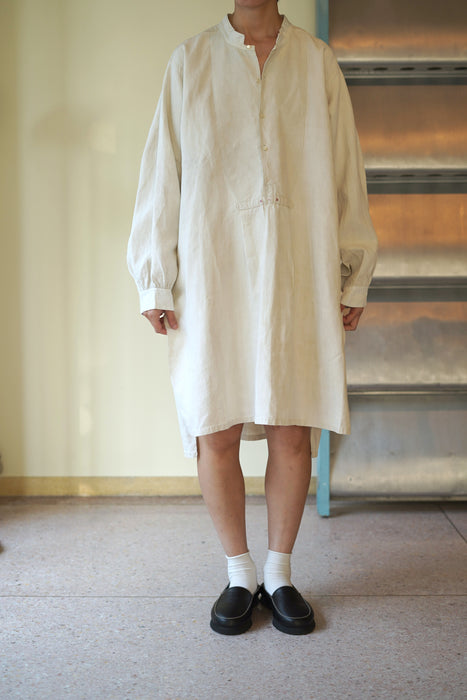 ANTIQUE<BR>FRENCH BIAUDE LINEN SHIRT DRESS