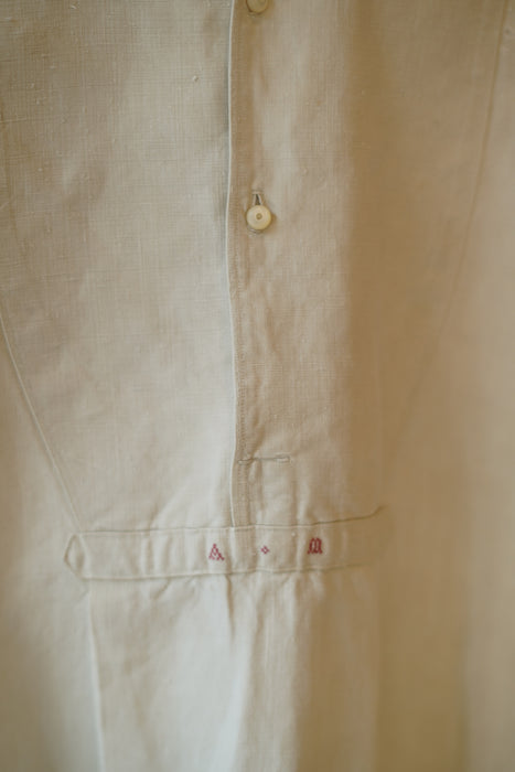 ANTIQUE<BR>FRENCH BIAUDE LINEN SHIRT DRESS