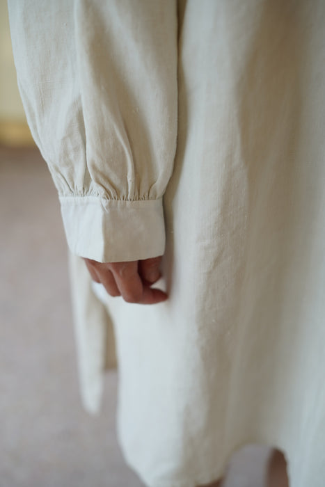 ANTIQUE<BR>FRENCH BIAUDE LINEN SHIRT DRESS