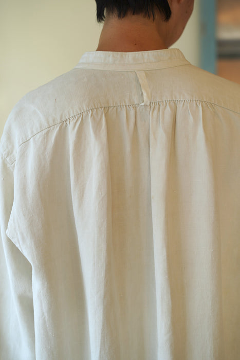 ANTIQUE<BR>FRENCH BIAUDE LINEN SHIRT DRESS
