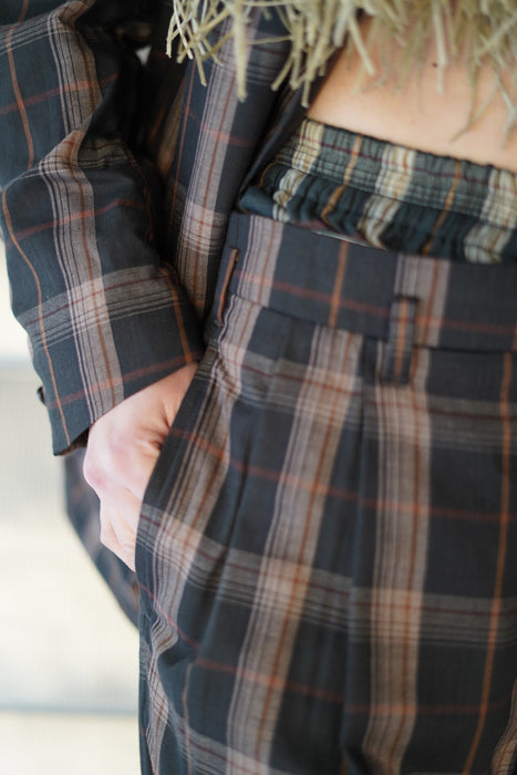 FUMIKA_UCHIDA<br>PLAID 2-TUCK TAPERED SLACKS