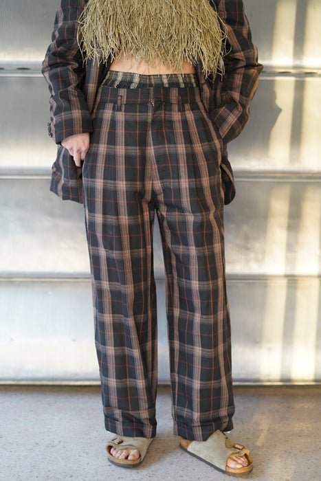 FUMIKA_UCHIDA<br>PLAID 2-TUCK TAPERED SLACKS