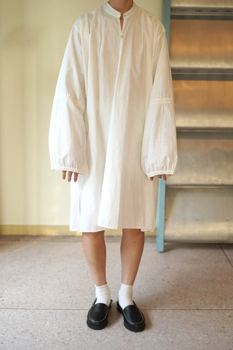 VINTAGE<BR>FRENCH COTTON SHIRT DRESS WITH GATHER SLEEVE <BR> <BR>SOLD OUT