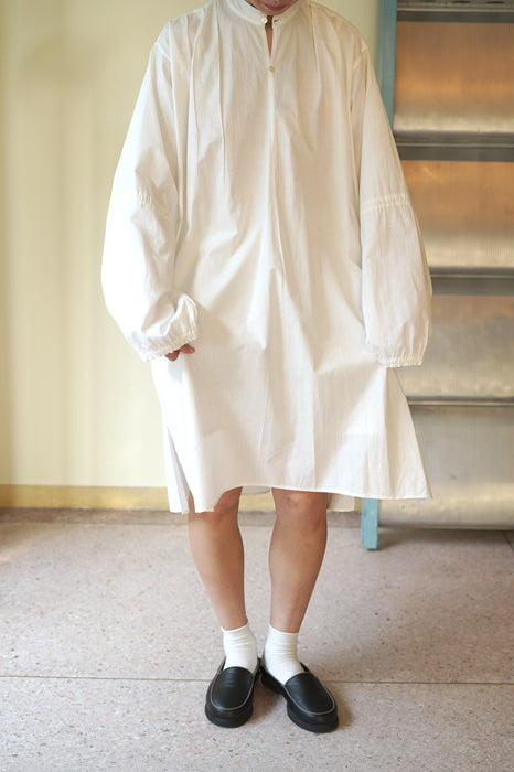 VINTAGE<BR>FRENCH COTTON SHIRT DRESS WITH GATHER SLEEVE <BR> <BR>SOLD OUT