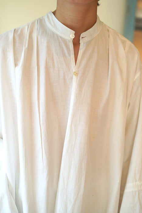 VINTAGE<BR>FRENCH COTTON SHIRT DRESS WITH GATHER SLEEVE <BR> <BR>SOLD OUT