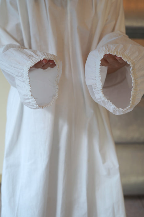 VINTAGE<BR>FRENCH COTTON SHIRT DRESS WITH GATHER SLEEVE <BR> <BR>SOLD OUT