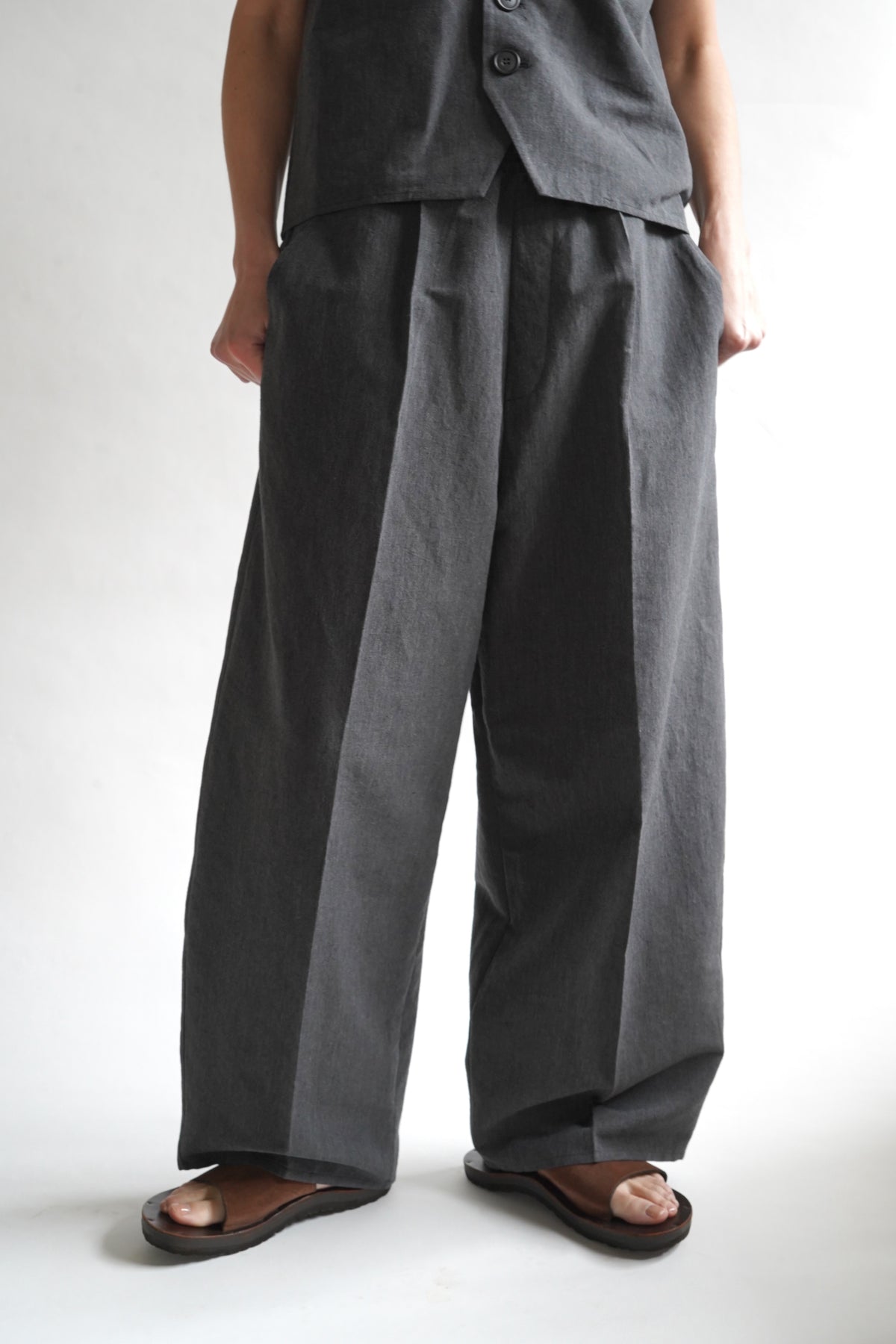 CRISTASEYA MOROCCAN PYJAMA PANTS in GREY WITH BLACK STRIPED – PORT