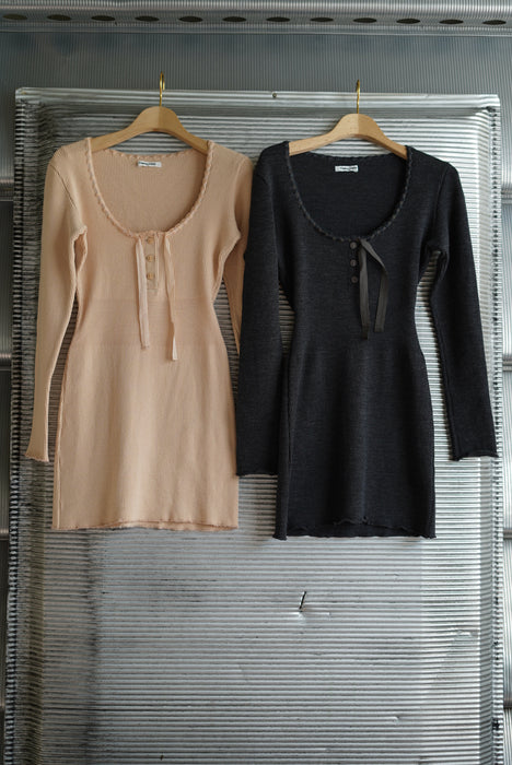 FUMIKA_UCHIDA<br>RIB STITCH HENLEY-NECK UNDERWEAR