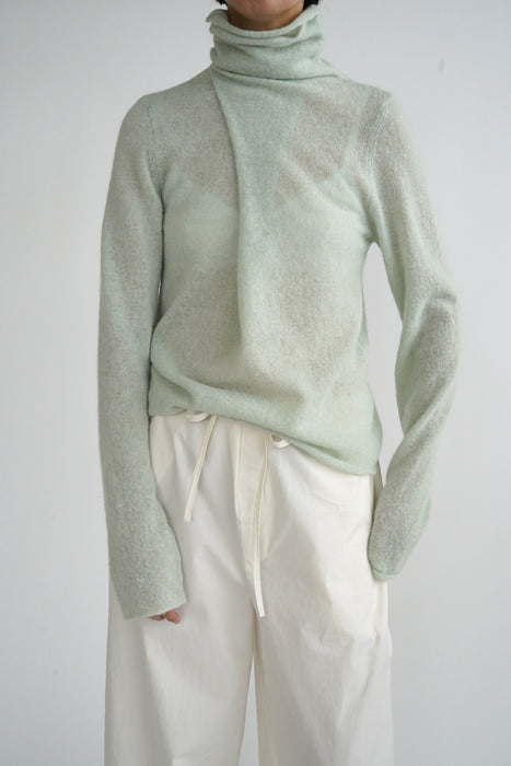 CRISTASEYA<br>DOUBLE COLLAR ALPACA KNIT<br>in MINT
