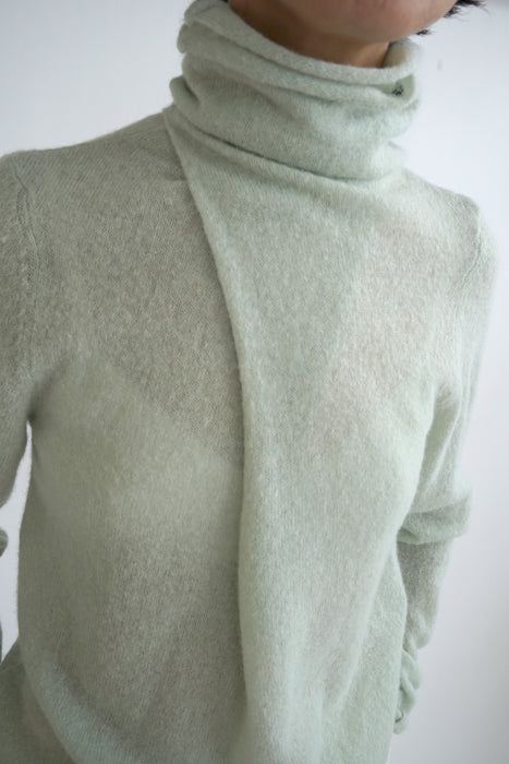CRISTASEYA<br>DOUBLE COLLAR ALPACA KNIT<br>in MINT