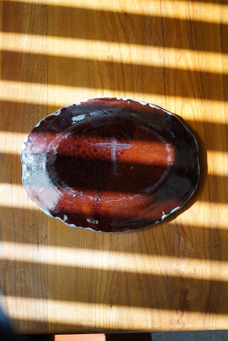 ANTIQUE<BR>FRENCH "Cul Noir" OVAL PLATTER