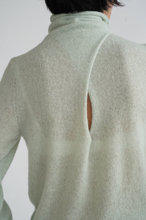 CRISTASEYA<br>DOUBLE COLLAR ALPACA KNIT<br>in MINT