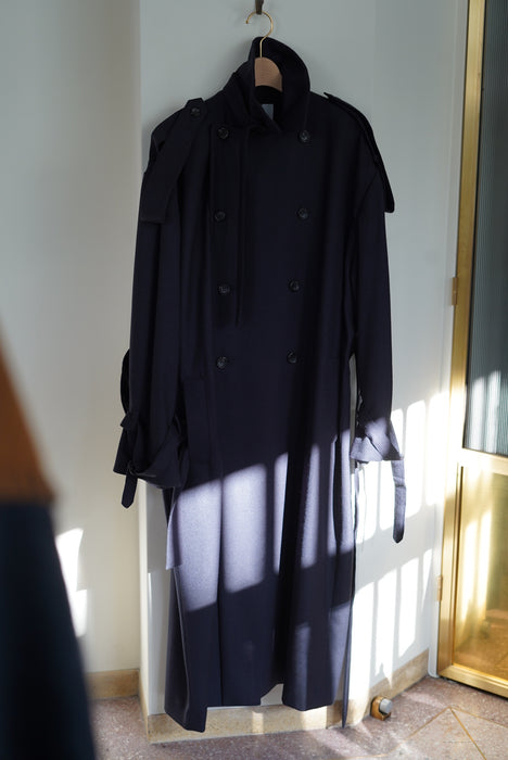 JONNLYNX<br>2way stretch wool trench coat<br>in NAVY