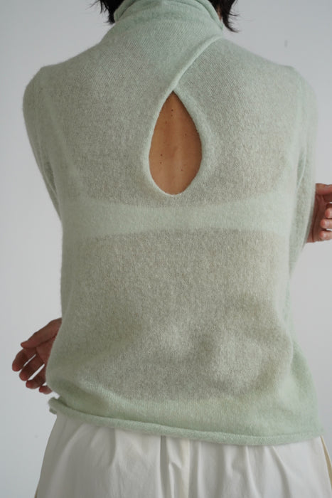 CRISTASEYA<br>DOUBLE COLLAR ALPACA KNIT<br>in MINT