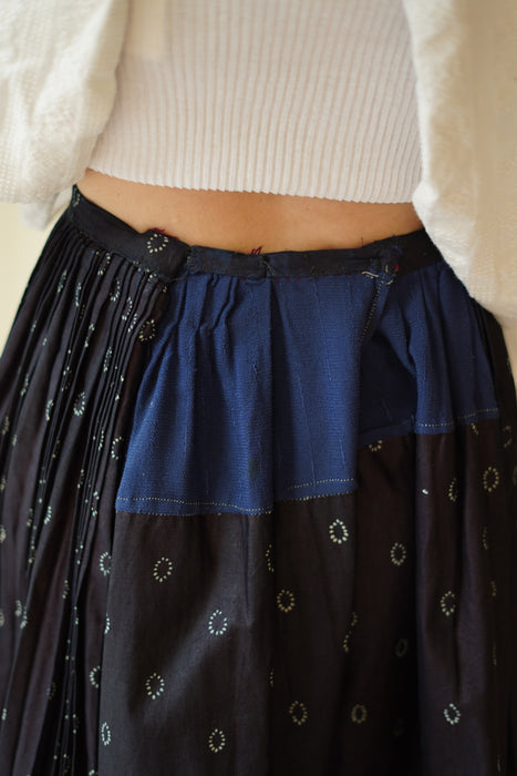 ANTIQUE<BR>SLOVAKIAN INDIGO PLEATED SKIRT<BR><BR>SOLD OUT
