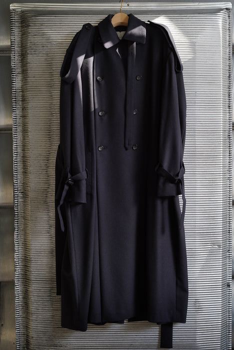 JONNLYNX<br>2way stretch wool trench coat<br>in NAVY