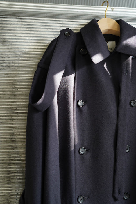 JONNLYNX<br>2way stretch wool trench coat<br>in NAVY