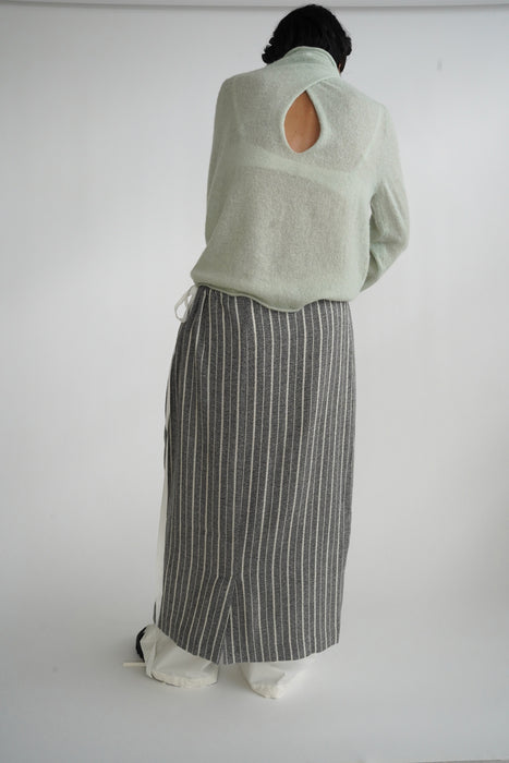 CRISTASEYA<br>LONG SKIRT<br>in GREY WITH WHITE STRIPES<br><br>SOLD OUT