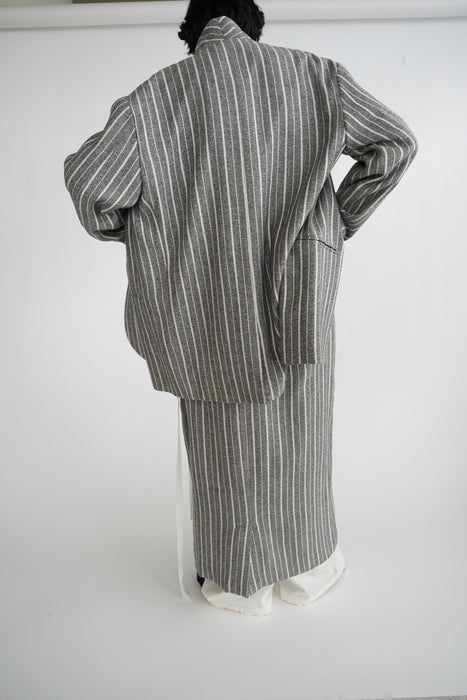 CRISTASEYA<br>LONG SKIRT<br>in GREY WITH WHITE STRIPES<br><br>SOLD OUT