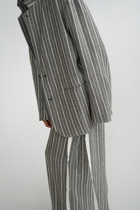 CRISTASEYA<br>OVERSIZED BLAZER<br>in GREY WITH WHITE STRIPES