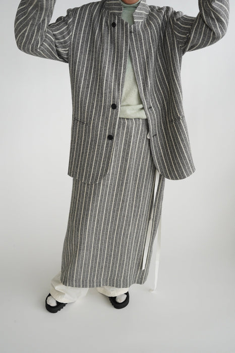 CRISTASEYA<br>OVERSIZED BLAZER<br>in GREY WITH WHITE STRIPES